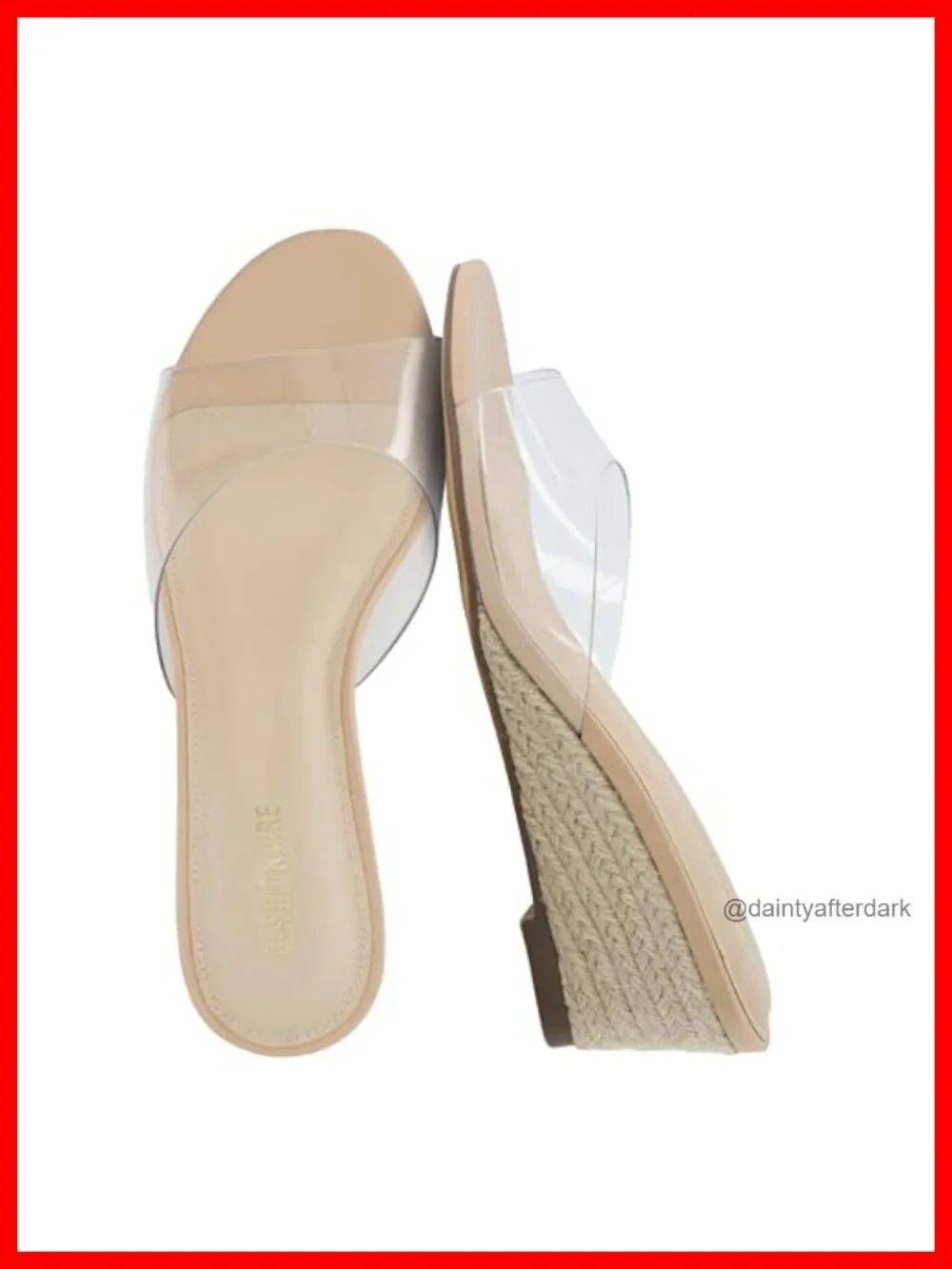 Clear Wedge Sandals Espadrille Slip-On Mule Heels